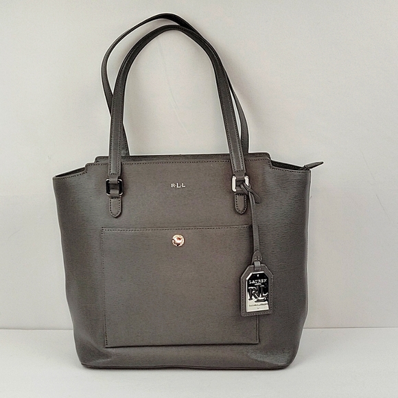Lauren Ralph Lauren Tote Bag Cowhide Leather Gray